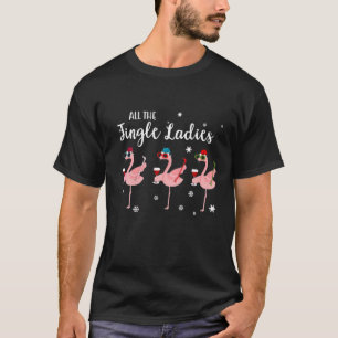 Jingle Ladys Funny Pink Flamingo Weihnachtsmannmüt T-Shirt