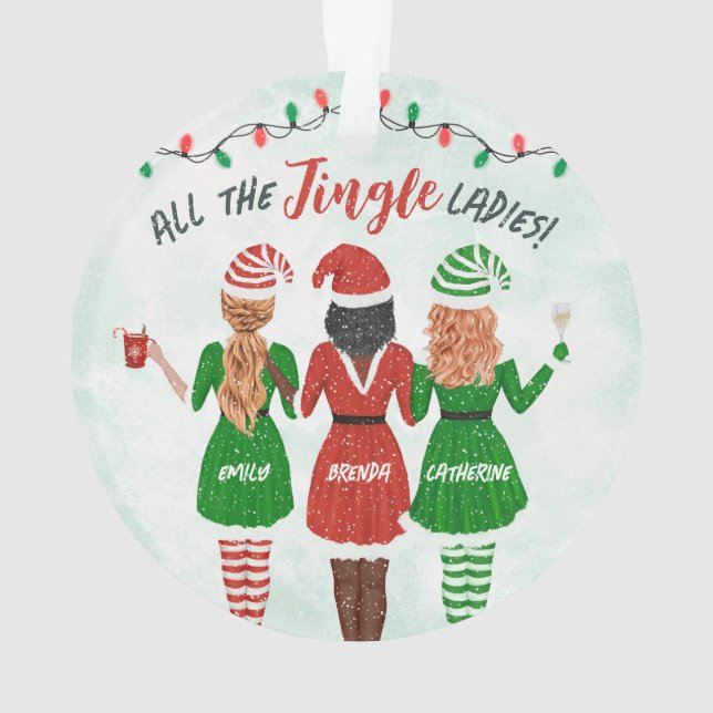 Jingle Ladys Sisters Friends Christmas Ornament (Rückseite)
