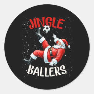 Jingle Llers Lustiger Weihnachtsmann Fußll Weihnac Runder Aufkleber