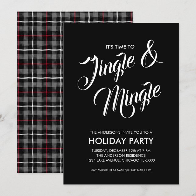 Jingle & Mingle Christmas Holiday Party Invitation (Devant / Derrière)