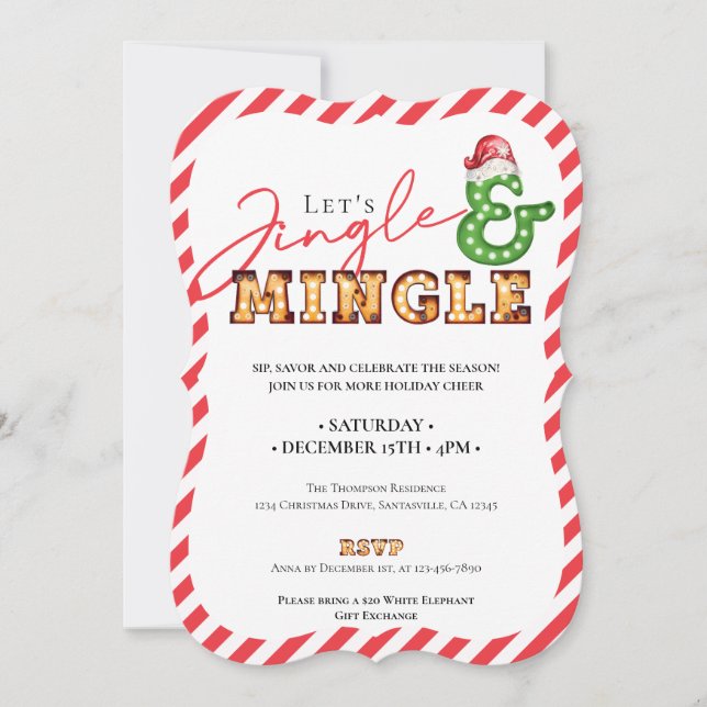 Jingle & Mingle Christmas Marquee Holiday Season Einladung (Vorderseite)