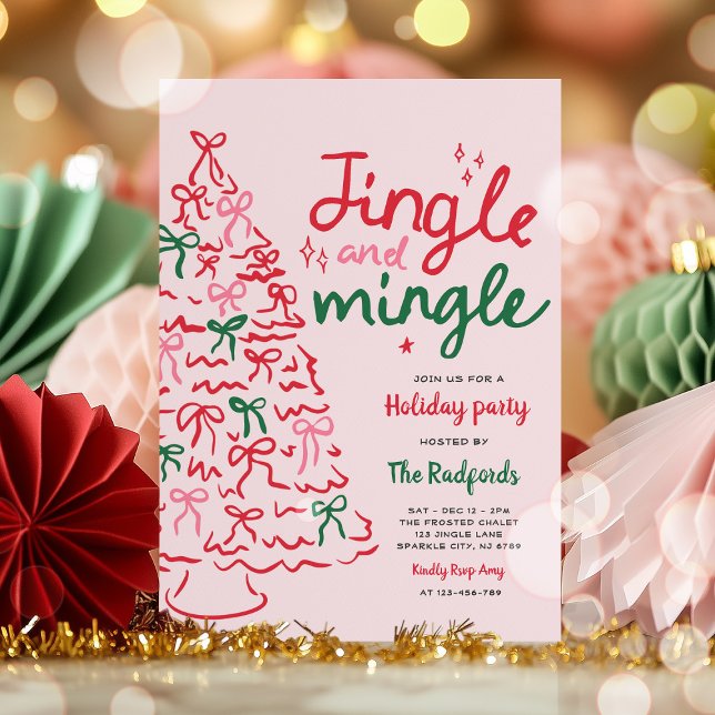 Jingle & Mingle Hand Drawing Weihnachtsfeier Einladung (Von Creator hochgeladen)