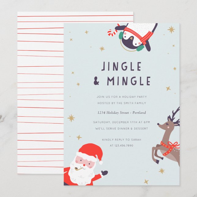 Jingle & Mingle Holiday Party Einladung (Vorne/Hinten)