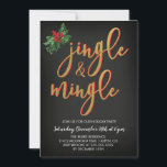 Jingle & Mingle Holiday Party Einladung<br><div class="desc">Helfen wir die Saison zu feiern mit dieser Single und mischen Weihnachtsfeier mit Aquarellholzbeeren mit einer Mischung aus stilvollen vergoldeten Imitaten und Schriftart.</div>
