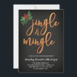 Jingle & Mingle Holiday Party Einladung<br><div class="desc">Helfen wir die Saison zu feiern mit dieser Single und mischen Weihnachtsfeier mit Aquarellholzbeeren mit einer Mischung aus stilvollen vergoldeten Imitaten und Schriftart.</div>