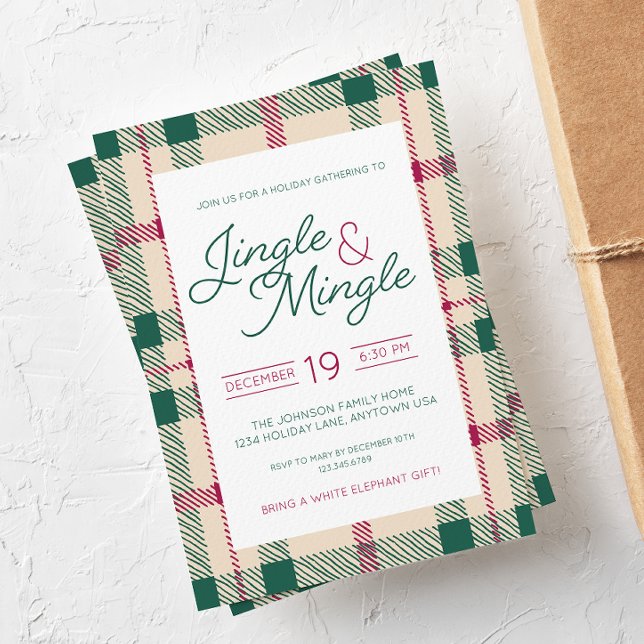 Jingle & Mingle Kariert Holiday Party - Einladung (Von Creator hochgeladen)