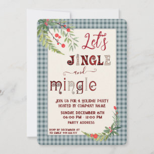 Jingle & Mingle karierte Feiertagsparty Einladung