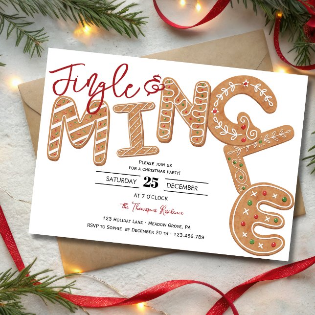 Jingle & mingle Lebkuchen Letter Christmas Party Einladung (Von Creator hochgeladen)