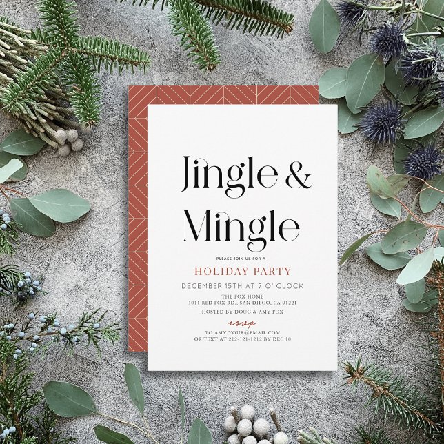 Jingle & Mingle Minimal Christmas Holiday Party Einladung (Von Creator hochgeladen)