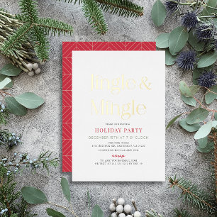 Jingle & Mingle Minimal Weihnachtsfeier Folieneinladung