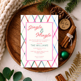 Jingle Mingle Pastel Checkered Muster Weihnachten Einladung