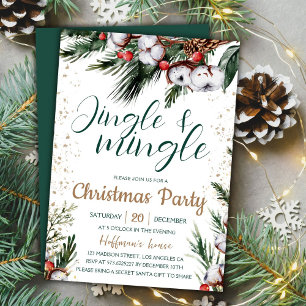 Jingle & Mingle   Pine Greenery Weihnachts-Party Einladung