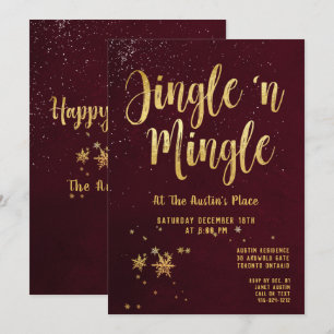 Jingle Mingle Red Gold Callione Holiday Party Einladung