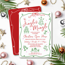 Jingle Mingle Rot Grün Handgezeichnete Kritzeleien