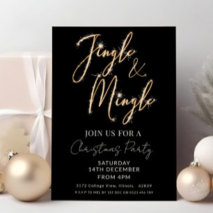 Jingle & Mingle Sparkle Script Schwarzes Weihnacht Einladung