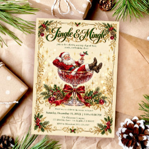 Jingle & Mingle Vintage-Santa-Weihnachtsfeier Einladung