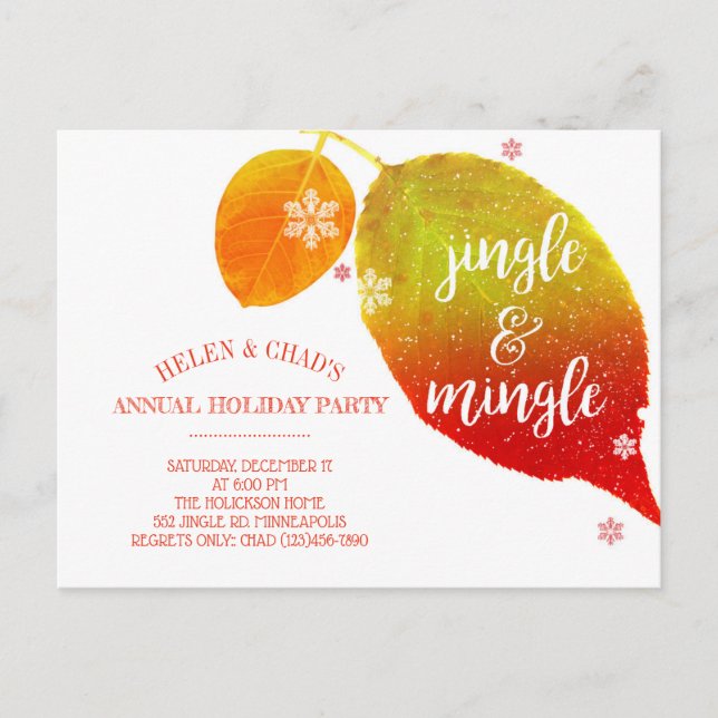 Jingle & Mingle Warm Holiday Party Einladungspostkarte (Vorderseite)