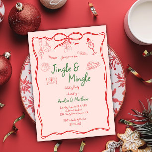 Jingle Mingle Weihnachten Rot Handgezeichnete Dood Einladung
