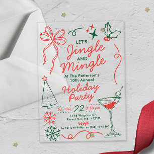 Jingle & Mingle Weihnachts-Cocktailparty Acryleinladungen
