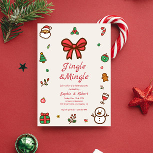 Jingle &Mingle Whimsy Doodle Frame Christmas Party Einladung