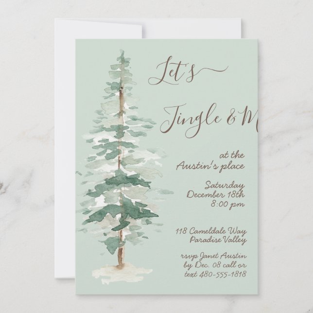 Jingle & Mingle Woodland Tree Party Invitation (Devant)