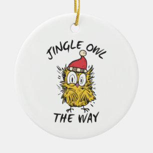 Jingle Owl auf die lustige Art Weihnachtsmann-Owl Keramik Ornament