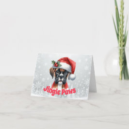 Jingle Paws and Boxer Dog Joy Feiertagskarte