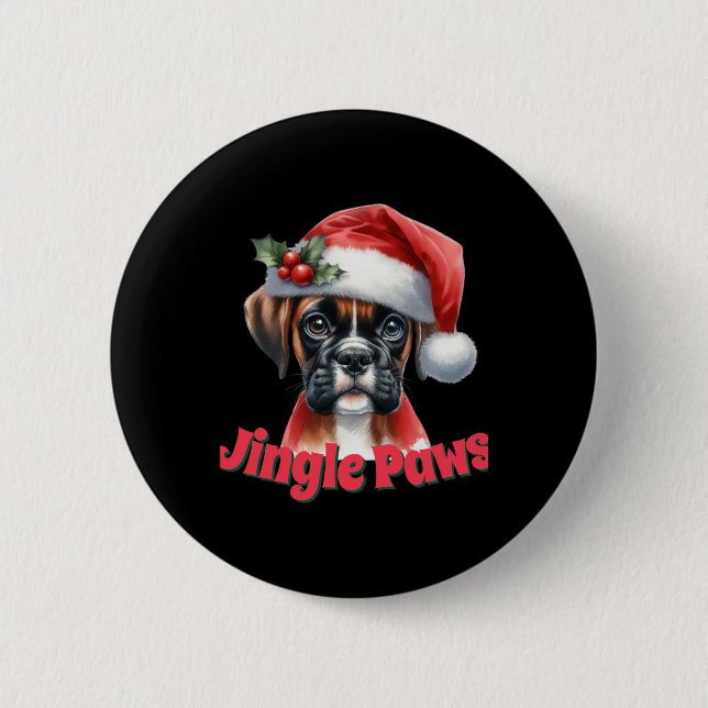 Jingle Paws And Boxer Dog Joy T Shirt  Button (Vorderseite)