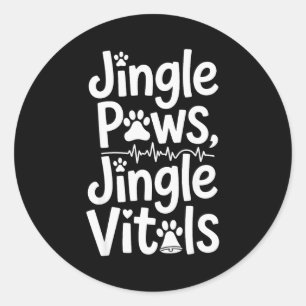 Jingle Paws Jingle Vitals Lustige Tierärztin Weihn Runder Aufkleber