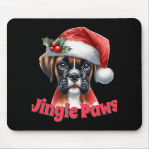Jingle Pfoten Und Boxer Hund Freude T-Shirt  Mousepad