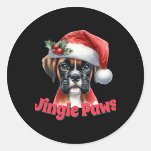 Jingle Pfoten Und Boxer Hund Freude T Shirt Runder Aufkleber