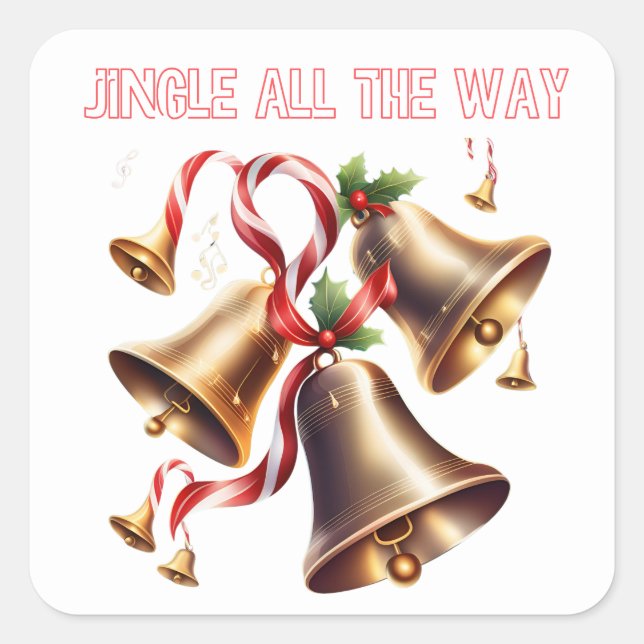 Jingle Quadratischer Aufkleber (Vorderseite)
