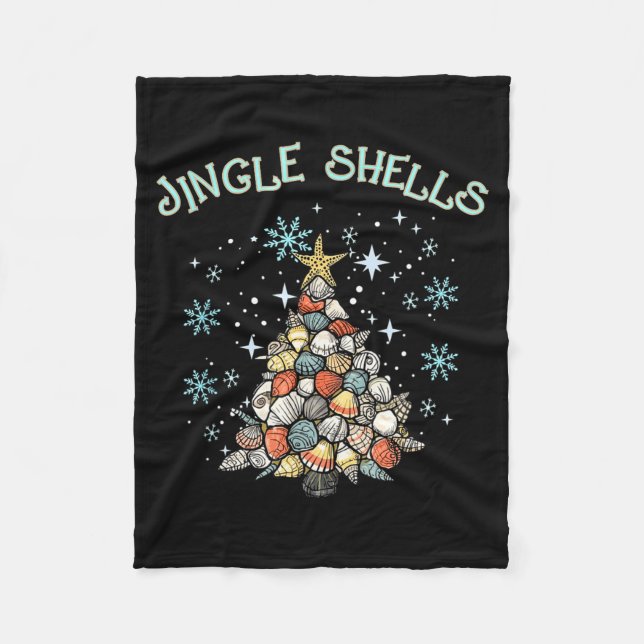 Jingle Shells Christmas Tree Snowflakes Celebratio Fleecedecke (Vorderseite)