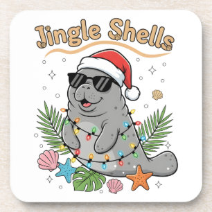 Jingle Shells Tropischer Weihnachtsmann-Manati Getränkeuntersetzer