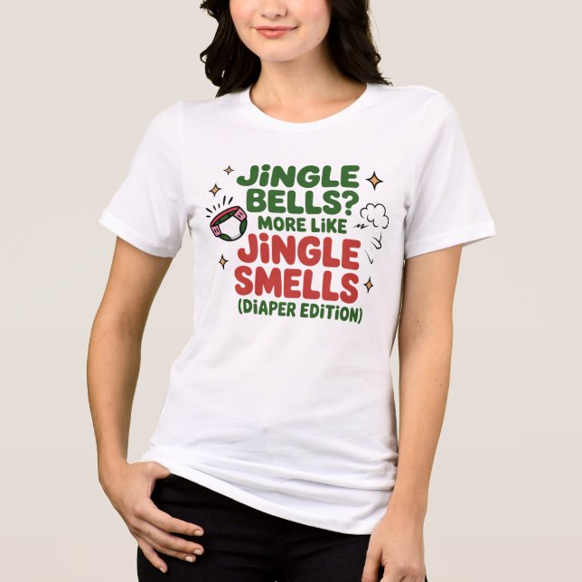 Jingle Stinkt Windel Edition Mama T-Shirt Tri-Blend Shirt (Vorderseite)