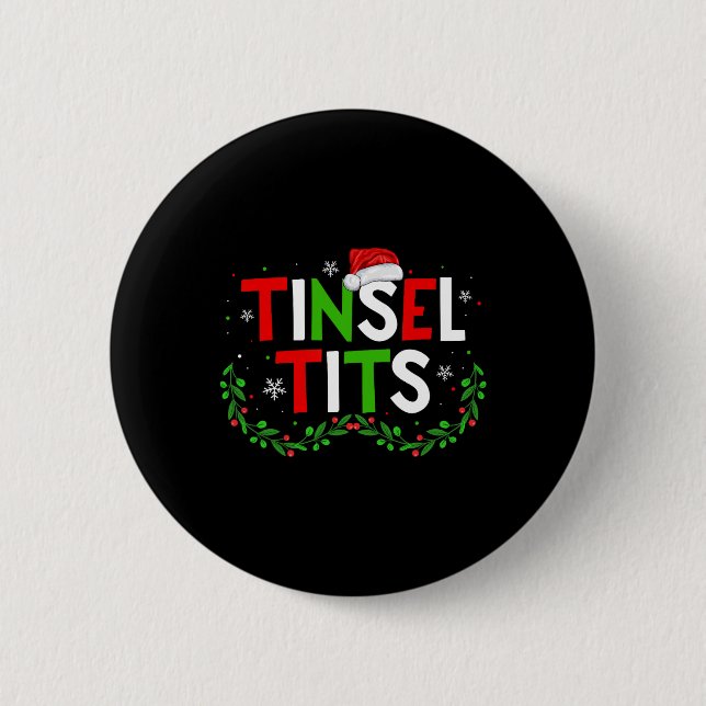 Jingle Tinsel Matching Chestnut Christmas Couple Button (Vorderseite)