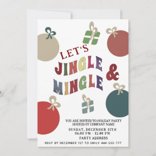 Jingle und Mingle bunte Ornamente Urlaub Einladung