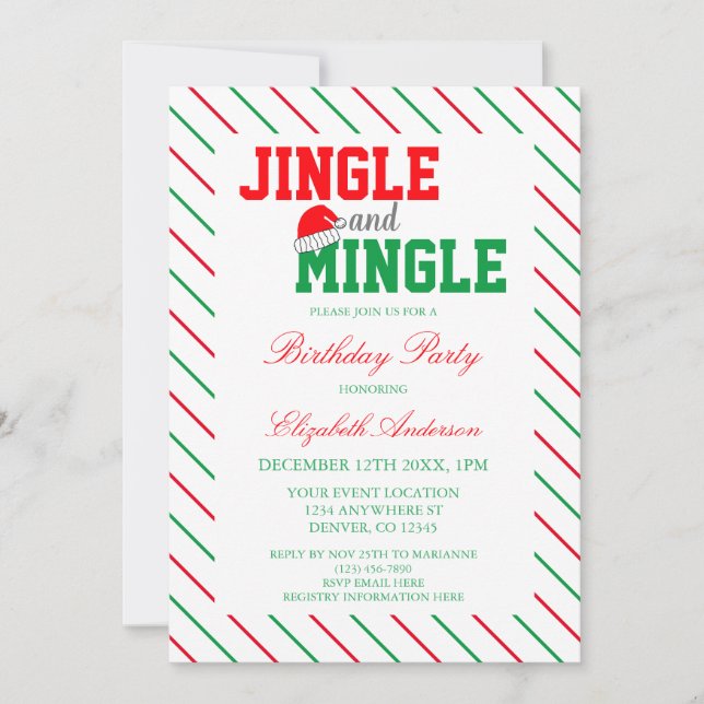 Jingle und Mingle Christmas Birthday Einladung (Vorderseite)