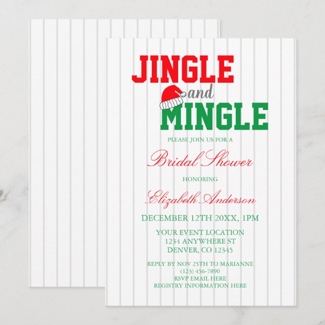 Jingle und Mingle Christmas Brautparty Einladung (Vorne/Hinten)