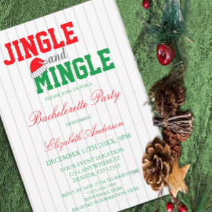 Jingle und Mingle Christmas Junggeselinnen-Abschie Einladung