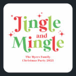 Jingle und Mingle Christmas Party Quadratischer Aufkleber<br><div class="desc">Jingle und Mingle Weihnachts-Party Labels.</div>