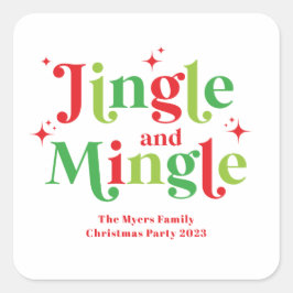 Jingle und Mingle Christmas Party Quadratischer Aufkleber