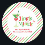 Jingle und Mingle Christmas Party Runder Aufkleber<br><div class="desc">Jingle und Mingle Weihnachtscocktail Party Labels.</div>