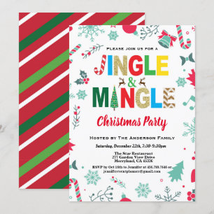 Jingle und Mingle Christmas Party white and gold Einladung