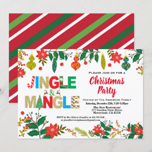 Jingle und Mingle Christmas Party white and gold Einladung