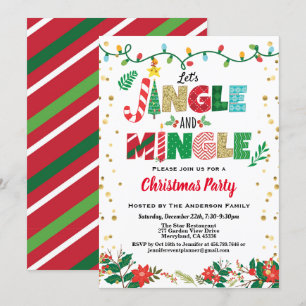 Jingle und Mingle Christmas Party white and gold Einladung