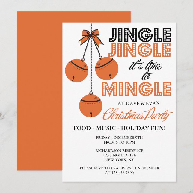 Jingle und Mingle Holiday/Christmas Party Einladung (Vorne/Hinten)
