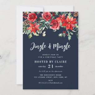 Jingle und Mingle-marineblaue Weihnachtslieder Par Einladung