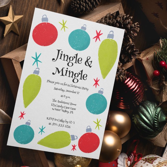 Jingle und Mingle Retro Christmas Party Einladung (Von Creator hochgeladen)