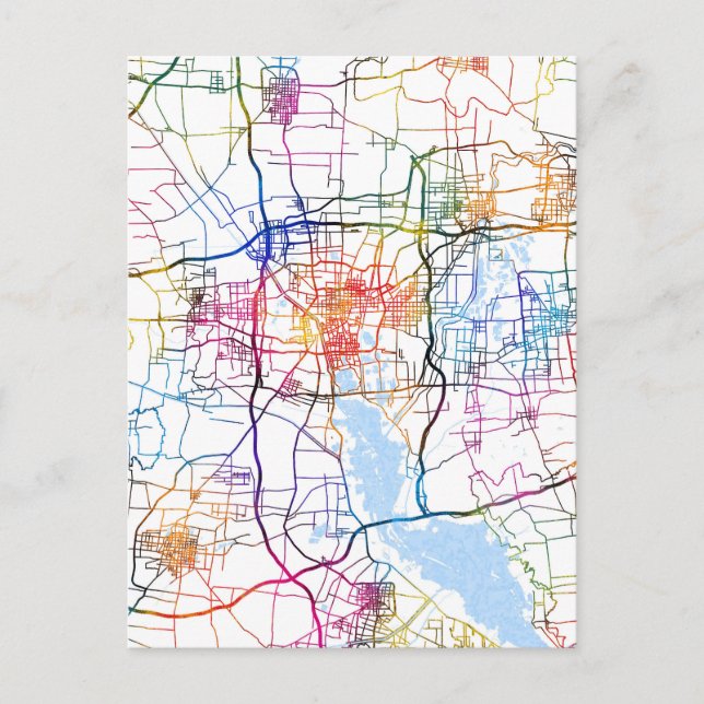 Jining China City Map Postkarte (Vorderseite)